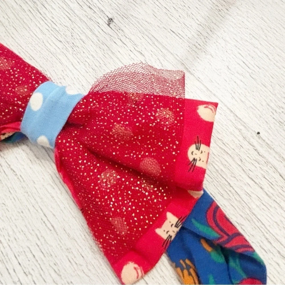 New MATILDA JANE Kid’s Red Blue Floral Tulle Detail Sash Belt Tie One Size 44”